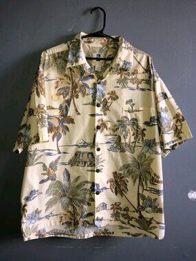 Vintage Kahala Hawaiian Button Up 100% Cotton Island Dancers Pattern XL